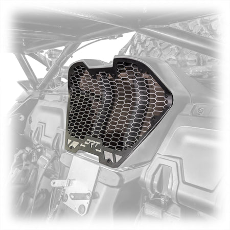 Laser cut aluminum vent panel aligned to grille frame
