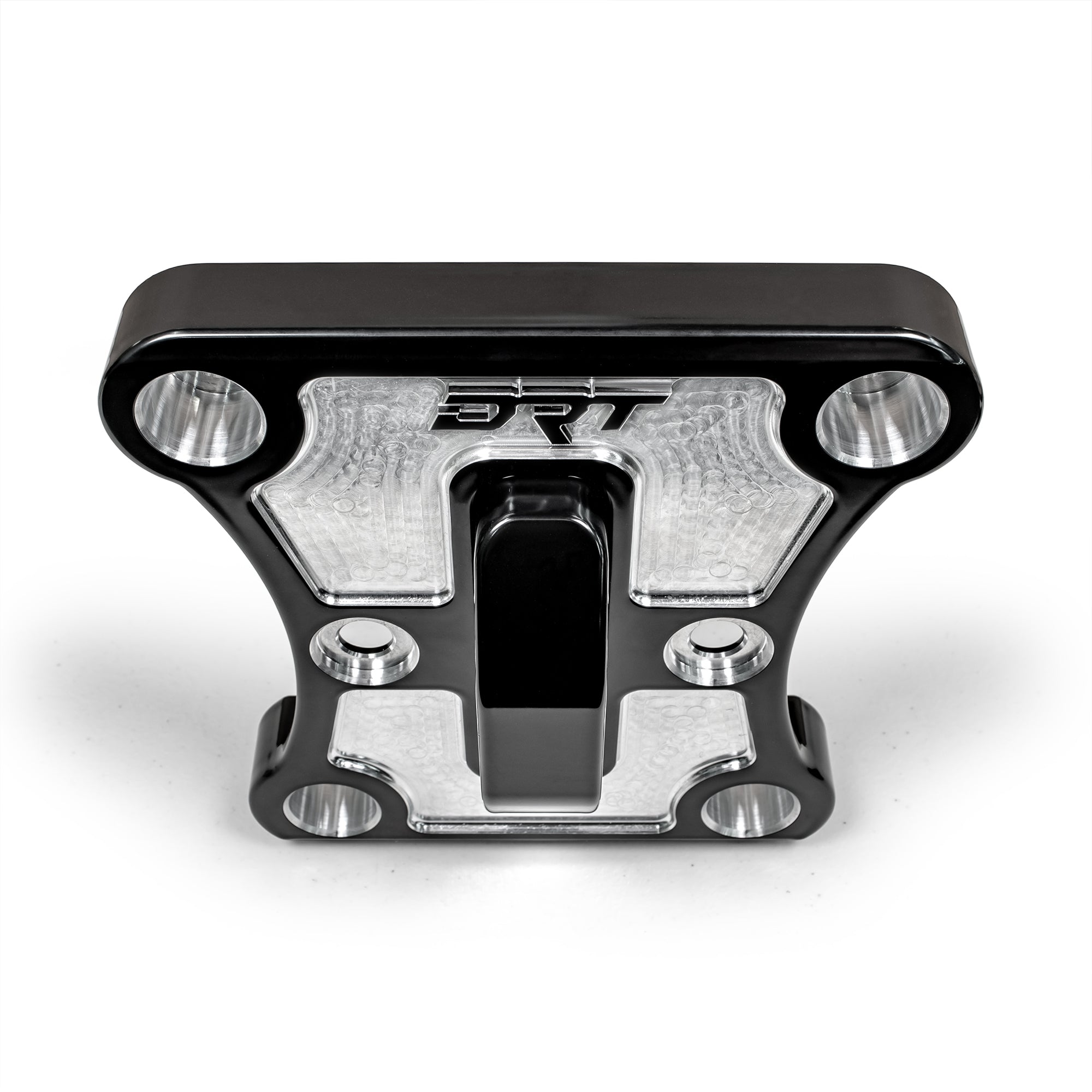 Black billet radius rod plate on Can‑Am Maverick X3 rear suspension upgrade Top view