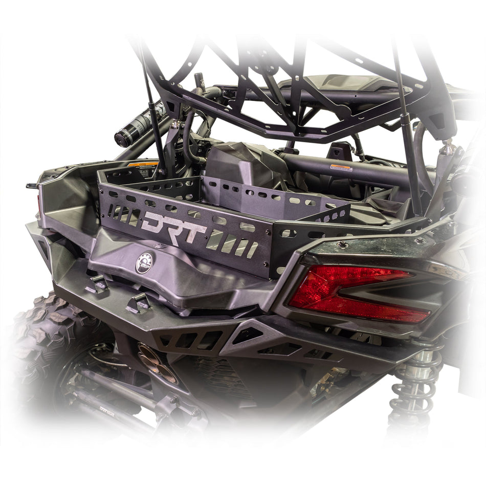 DRT can am x3 cargo storage rack, gates rear bed for secure gear carry