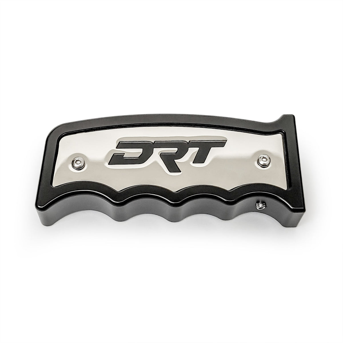 6061-T6 CNC machined aluminum shifter knob V2.0 by DRT, matte black anodized body with stainless trim