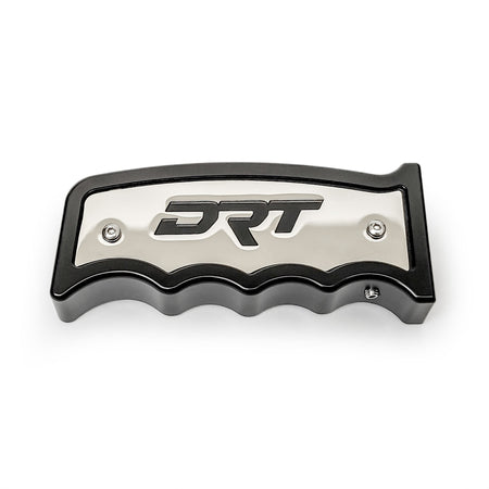 6061-T6 CNC machined aluminum shifter knob V2.0 by DRT, matte black anodized body with stainless trim