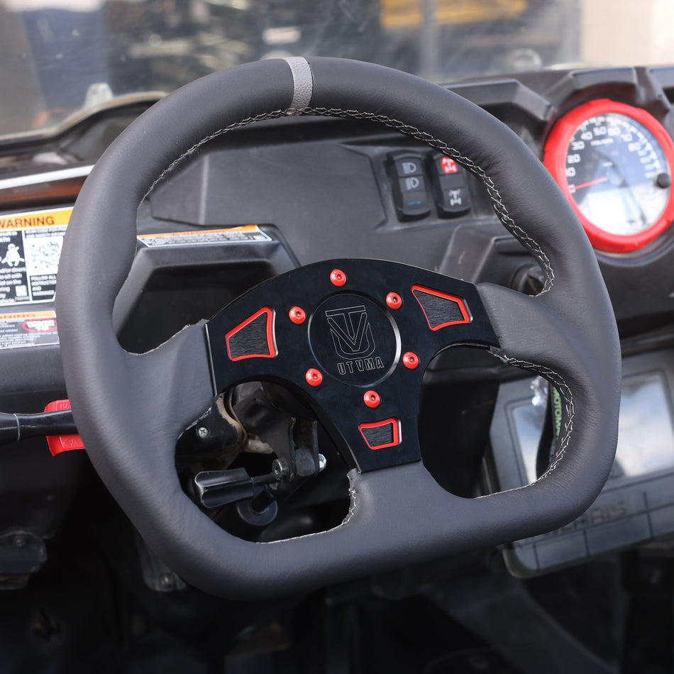 UTVMA DriftX Leather Steering Wheel With Hub (Polaris and Can Am, Kawasaki, Honda Models)