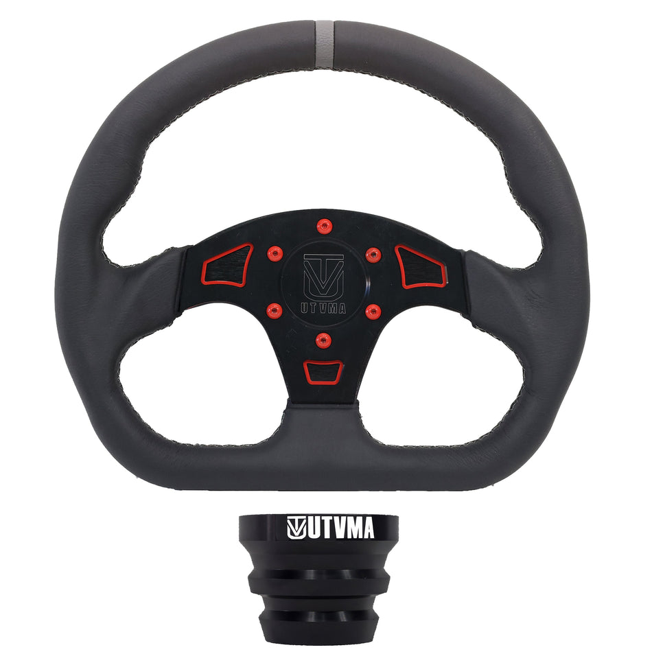 UTVMA DriftX Leather Steering Wheel With Hub (Polaris and Can Am, Kawasaki, Honda Models)