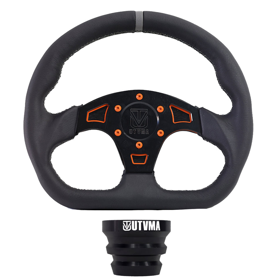 UTVMA DriftX Leather Steering Wheel With Hub (Polaris and Can Am, Kawasaki, Honda Models)